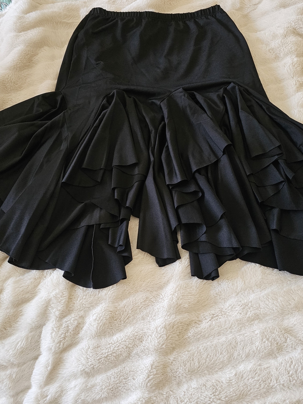 Black High-Low Ruffle Skirt with Mermaid Hem